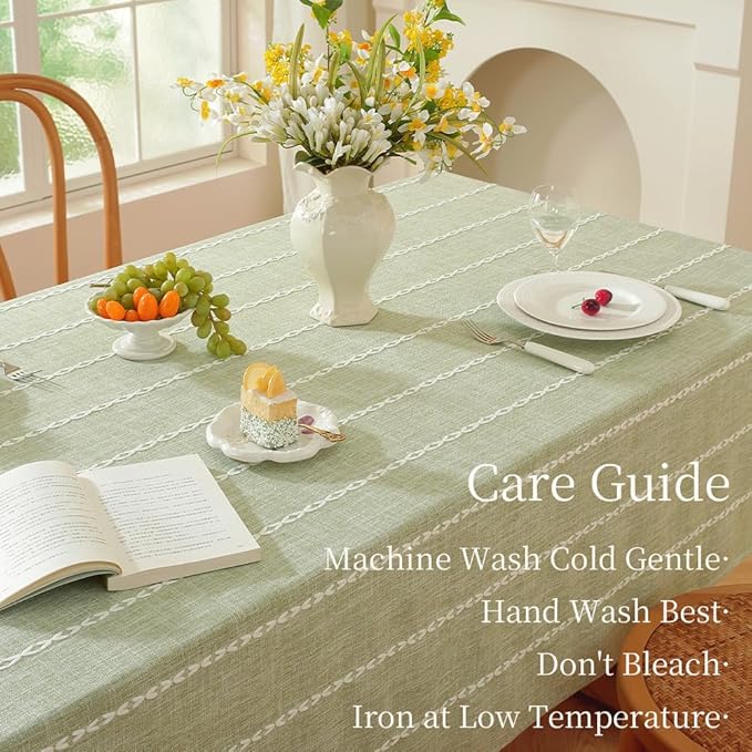 Zobesta Sage Green Tablecloth Rectangle 53 x 86 Inch, Cotton Green Table Cloth Rectangle Table, Washable Farmhouse Soft Boho Tablecloths Rectangular for Party, Holiday, Picnic, Dining, Outdoor,Fall