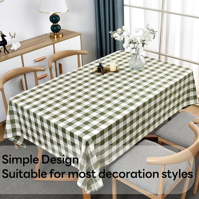 Gingham Tablecloth Rectangle Table Cloth Heavy Duty Cotton Checkered Table Cover for Spring Picnic Kitchen Dining(C-Sage Green, 52x70 inch)