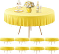 8 Pack Yellow Spandex Round Tablecloths for 60 inch Table, Stretchy Fitted 5FT Round Table Cloths with Skirt for Wedding Party Dining Banquet