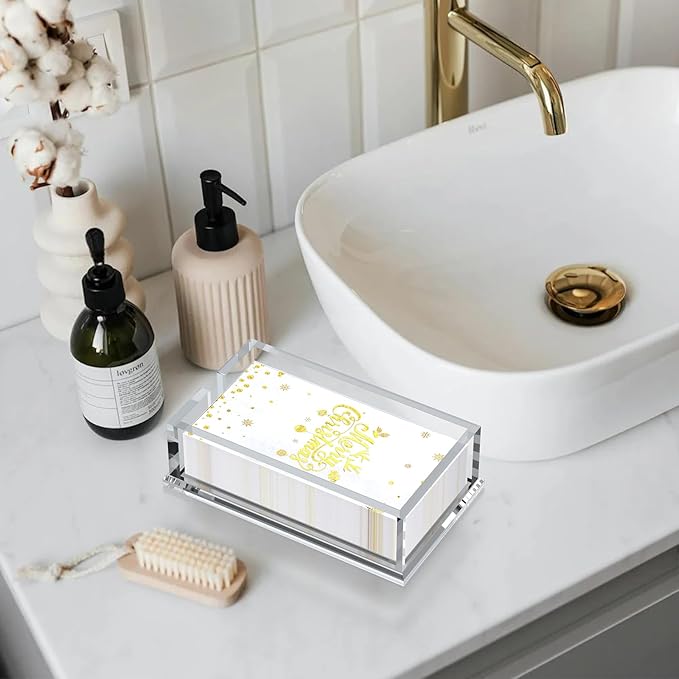 Transparent Acrylic Napkin Holder Clear Guest Paper Disposable Hand Towel Dispenser Tray Organizer For Table Home Kitchen Restaurant and Hotel Business