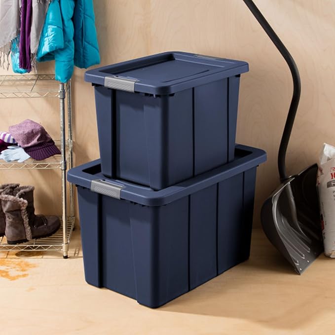 Sterilite 12-Pack Storage Bins with Lids, Heavy Duty Totes, Tuff1, 18 Gallon, Dark Indigo