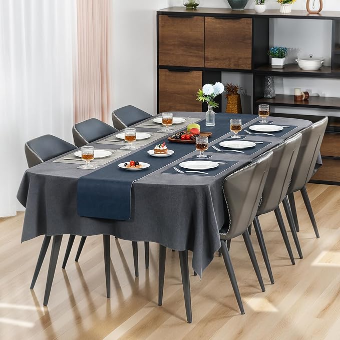 Myir JUN Placemats Dual Sided, Faux Leather Place Mats Set of 4 Indoor Placemat for Dining Table Outdoor Place Mat Manteles Individuales Square Non-Slip Washable Table Mats (Gray Blue, Set of 4)