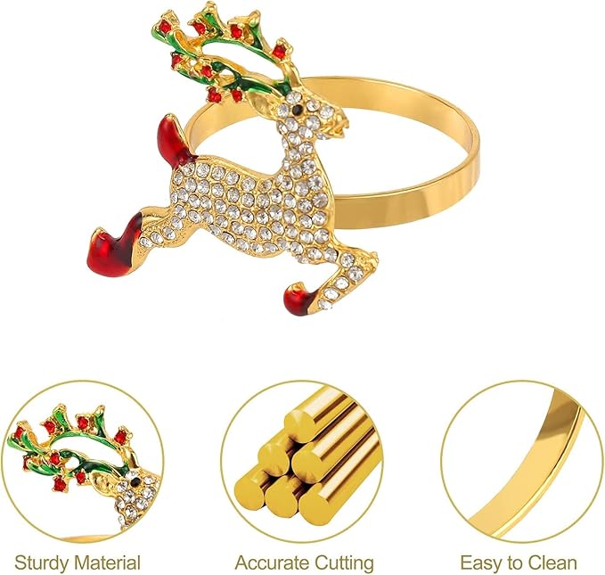 Napkin Rings Set of 8 Silver Set of 8 Napkin Rings Christmas, Holidays, Thanksgiving (Deer-2)