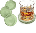 Glass Coasters Set of 4 for Drinks, Round Modern Set with Raised Edge Lip, Decorative & Aesthetic for Dining Table, Living Room, Office Desk