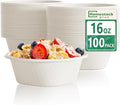 Homestockplus 16 Oz Small Paper Bowls Disposable Bowl - Sugarcane Fiber, Microwave & Freezer Safe, BPA-Free Eco-Friendly Compostable Bowls for Ice Cream, Kids Snacks, Cafe Desserts[100 Pack] (White)
