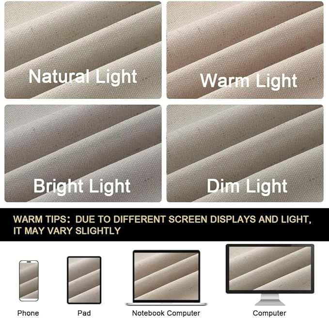 PrinceDeco Linen 100% Blackout Curtains for Bedroom/Living Room Reduce Noise Light Blocking Window Curtains Drapes for Boho Home Decor, Linen Look Fabric with White Liner (52 x 102 Inch,Cobblestone)