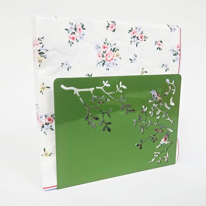 Mango Steam Tabletop Napkin/Tissue & Letter Holder for Home, Kitchen, Restaurants (Songbird, Green)