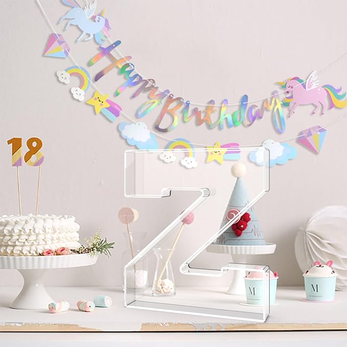 13.8" Acrylic Letter Charcuterie Tray, Charcuterie Letters Fillable Box for Food, Reusable Serving Cake Candy Dish Display Tray for Birthday Anniversary Party Decoration (Letter Z)