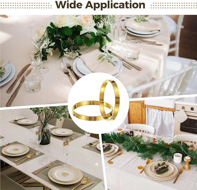 100 Pcs Gold Napkin Rings, Simple Round Metal Napkin Ring Holders 1.65 in, Alloy Napkin Rings Bulk, Table Decor for Weddings, Parties, and Banquets