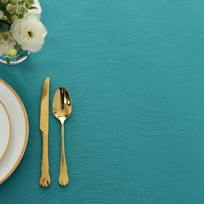maxmill Jacquard Tablecloth Swirl Design Water Resistance Spillproof Antiwrinkle Heavy Weight Soft Table Cloth for Buffet Banquet Parties Event Holiday Dinner Rectangle 60 x 84 Inch Teal