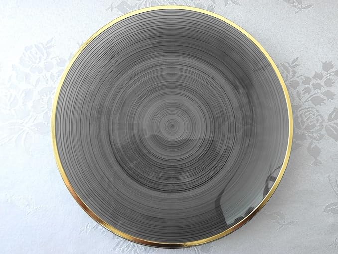" OCCASIONS " 240 Pieces Pack,(120 Guests) Premium Wedding Party Disposable Plastic Plates Set -120 x 10'' Dinner + 120 x 7'' Salad/Dessert (Belize in Black & Gold)