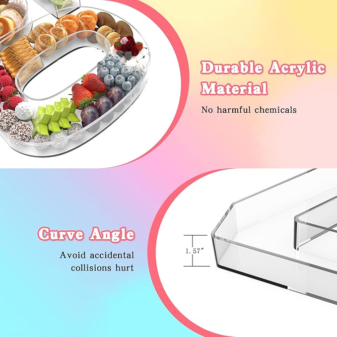 11" Acrylic Number Charcuterie Tray, Fillable Number Charcuterie Box for Food, Reusable Serving Cake Candy Dish Display Tray for Birthday Anniversary Party Decoration (Number 6)