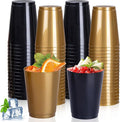 DaYammi 100 Pack Plastic Cups for Party- Disposable Gold Cups and Black Cup Include: 50 Black Plastic Cup, Gold Disposable cup for Party Supplies Festive Celebrations Wine Beer Beverage