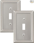 2-Pack Single Toggle Light Switch Cover Plate, Pearls Decorative Switch Plate Covers, Brushed Nickel 1 Gang Metal Wall Plate