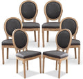 SoarFlash French Dining Chairs Set of 6, Vantage Dining Chair with Round Back, Farmhouse Country Dining Chair for Kitchen,Bedroom,Deep Grey