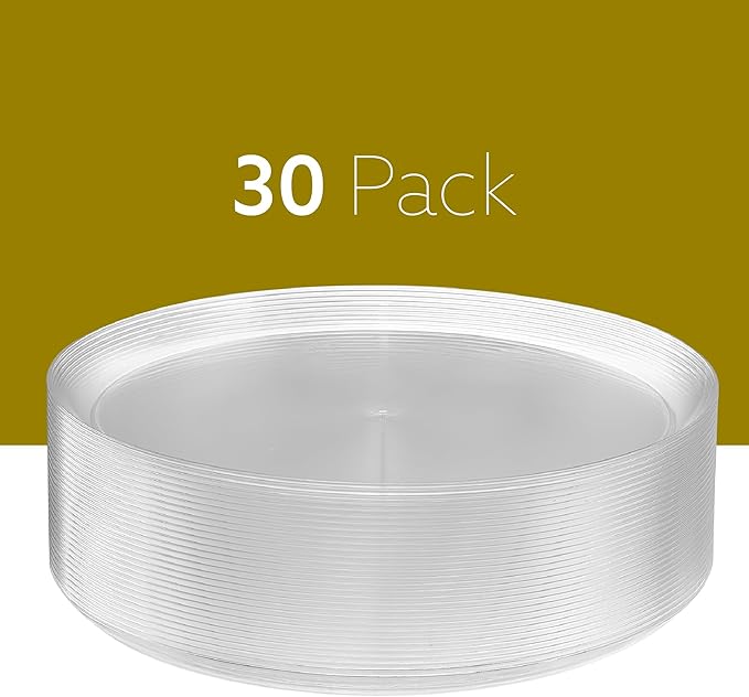 PLASTICPRO Plastic Party Plates Edge Collection Premium heavyweight Elegant Disposable Tableware Dishes (Clear, 10.6'' INCH PLATES)