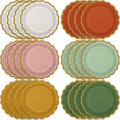 48 Pcs Fall Boho Paper Plates 9 Inch Gradient Scalloped Paper Disposable Dinner Dessert Plates for Birthday Wedding Bridal Party Supplies, 6 Colors