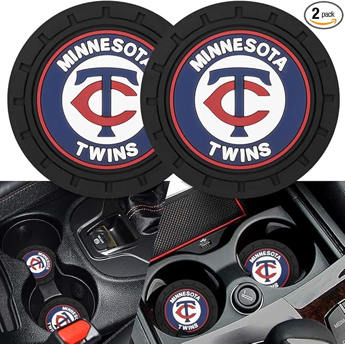 Silicone Twins Car Cup Holder Coasters,Baseball Fans Car Coasters for Minnesota Twins Fans, Non-Slip Universal Fit Cup Holder Insert