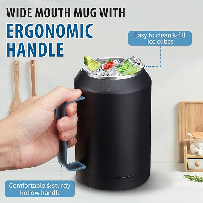 32/50 oz Travel Coffee Mug Tumbler - w/Handle and Straw, 32oz Stainless Steel Mugs with Lid, Insulated Tumblers Cup Keep Cold-36H Hot-24H, Reusable Home Office Work Wide Mouth Water Bottle