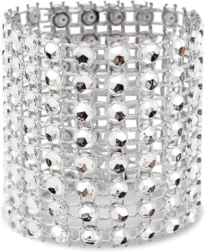 KPOSIYA Napkin Rings, Pack of 120 Rhinestone Napkin Rings Diamond Adornment for Place Settings, Wedding Receptions, Dinner or Holiday Parties, Family Gatherings (120, Silver)