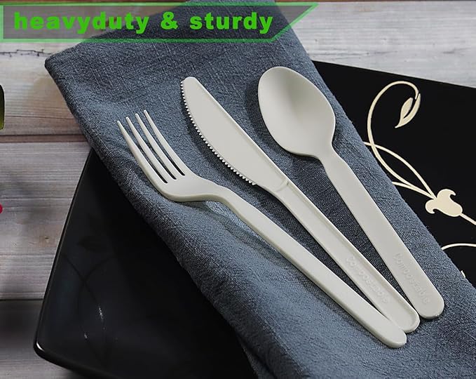 GreenWorks 1000 Heavy-duty Compostable Spoons,BPI Certified 7" Series Large Bulk Disposable Cutlery Spoon