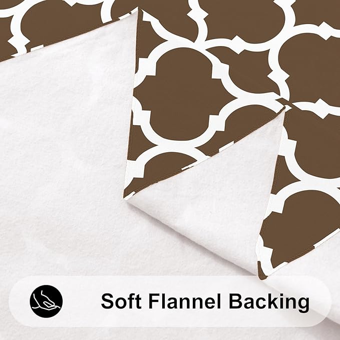 Smiry Rectangle Table Cloth, Waterproof Vinyl Tablecloth with Flannel Backing for Rectangle Tables, Wipeable Spillproof Plastic Tablecloths for Dining, Camping, Indoor and Outdoor (60"x102", Brown)
