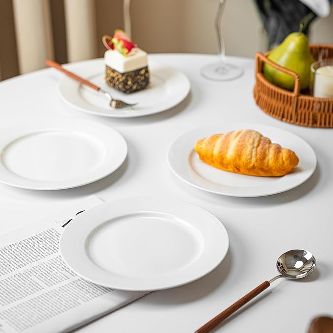 White Salad Plates Set of 4, 8 Inch Ceramic Plates (20 cm) – White Porcelain Appetizer & Dessert Plates for Kitchen, Salad, Snack & Everyday Use, Microwave & Dishwasher Safe
