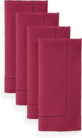 Solino Home Linen Cloth Napkins Set of 4-100% Pure Linen Beet Dinner Napkins 20 x 20 Inch for Valentines, Winter, Easter - Classic Hemstitch, Handcrafted and Machine Washable