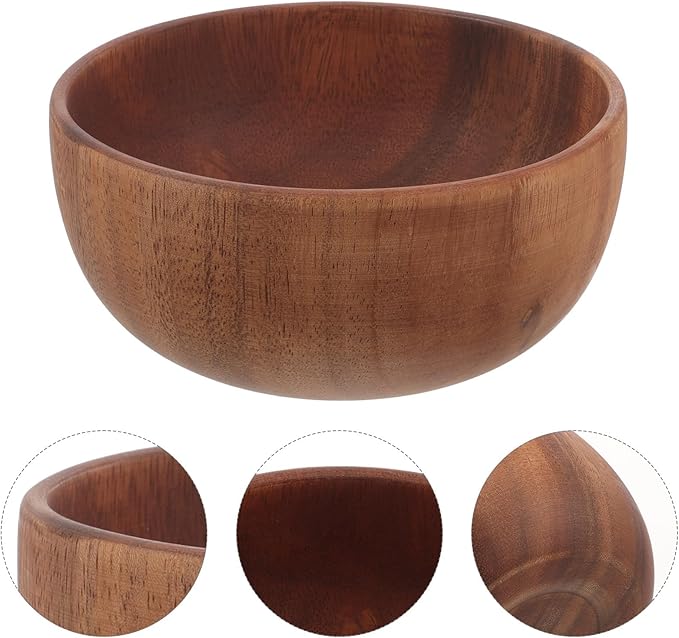 Wooden Salad Bowl Large Flat Bottom Serving Bowl Teak Wood Smooth Natural Finish for Entertaining and Dining