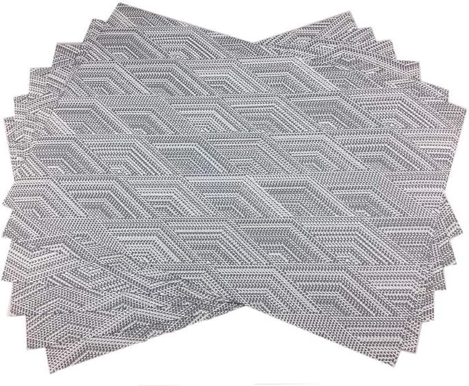 Gugrida Luxury Placemats Woven Vinyl Non-Slip Insulation Heat Stain Resistant Washable Table Placemats Kitchen Dining Table Top Meal Mat Place Mats PVC Set of 6, Shape of Grey Diamond