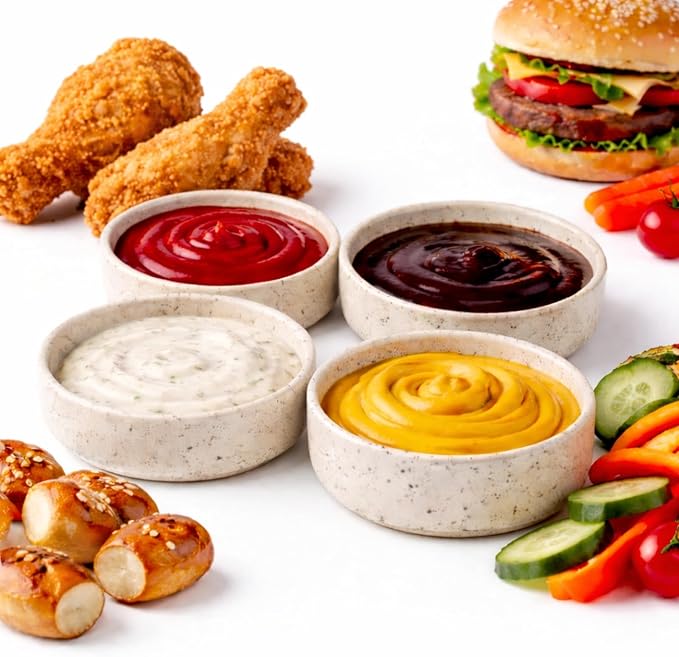 Dipping Bowls Set of 4, 2462°F High-Fired Ceramic Small Bowls for Dips, Olive Oil & Sauce, Elevates Table Setting, Idea for BBQ, Afternoon Tea, Entertaining, Housewarming & Holiday Gifts