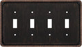Henne Bery Rope Edge Decorative Wall Plate Switch Plate Outlet Cover (Quad Toggle, Aged Bronze)