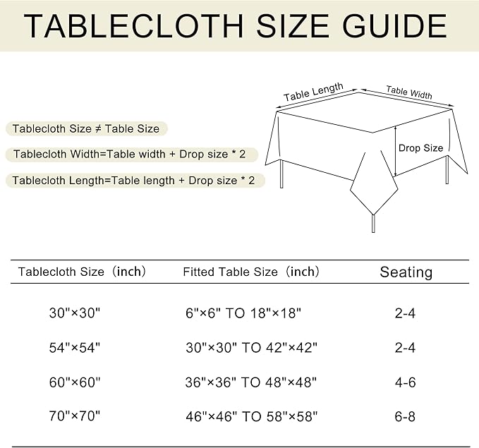 JIUZHEN Square Table Cloth Faux Linen Farmhouse Tablecloth Wrinkle & Stain Resistant Table Cover for Kitchen Dining, Holiday Party Dinner, White, 70 x 70 Inch