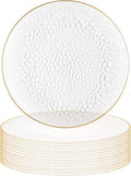 PARTY BARGAINS 13-Inch Charger Plates - 16 Pack, Hammered Clear Gold Rim, Heavy-Duty Disposable Chargers for Elegant Dining - Ideal for Weddings and Formal Events