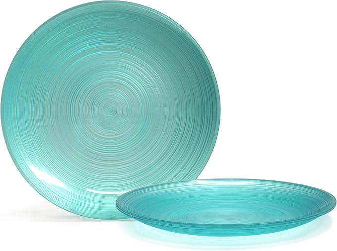 " OCCASIONS " 100 Plates Pack,(50 Guests) Premium Wedding Party Disposable Plastic Plates Set -50 x 10'' Dinner + 50 x 7'' Salad/Dessert (Belize in Aqua)