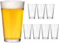 CUCUMI 8pcs 16oz Beer Pint Glasses, Drinking Glasses Set of 8 Highball Glasses Water Cups for Cold Beverages