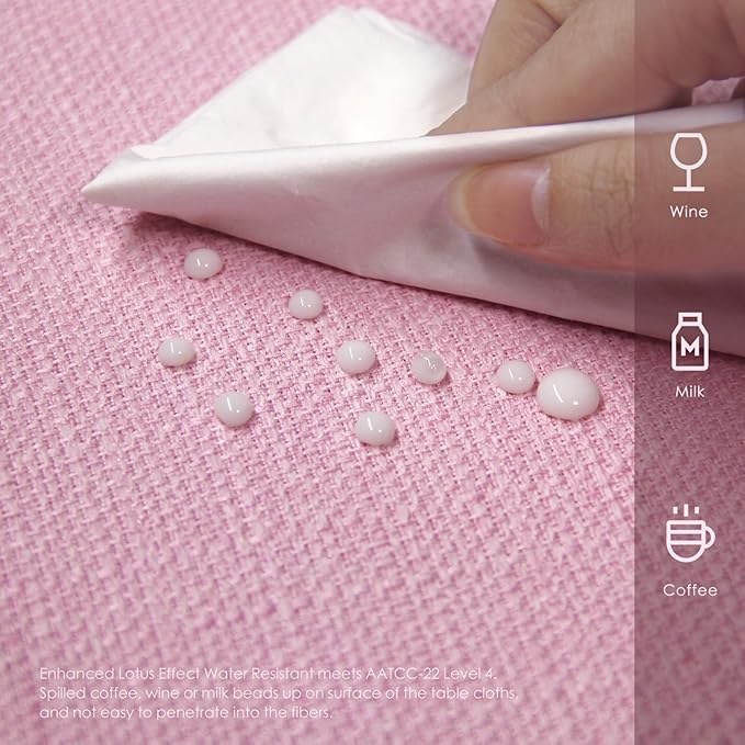 BALCONY & FALCON Rectangle Tablecloth Washable Wrinkle Resistant Water Proof Table Cloth Decorative Fabric Tablecloths for Valentines Day Dining Parties Kitchen Wedding Outdoor Use (Light Pink, 55x70)