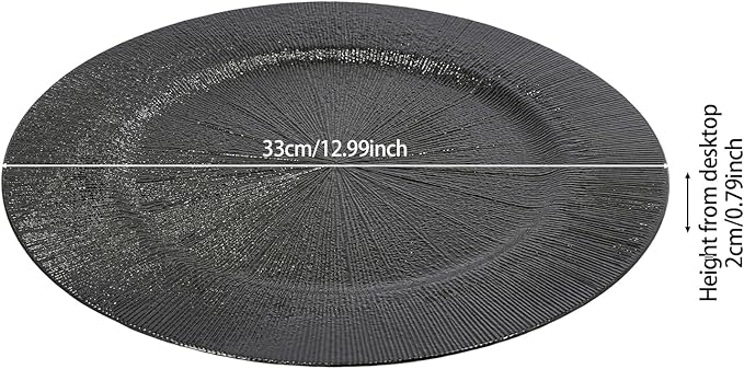 100 Pcs Antique Charger Plates Bulk, 13in Reusable Serving Plates Embossed Rim Plastic Party Dinner Plate Chargers Round Decorative Server Plate for Wedding Party Event Tableware