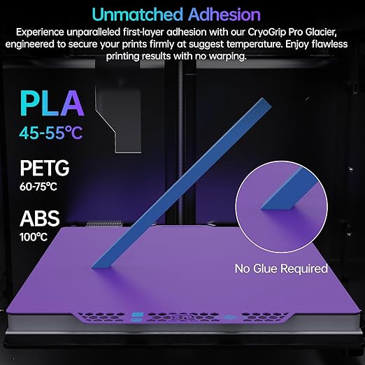BIQU CryoGrip Pro Glacier Purple Compatible with Bambu-Lab P1S/P1P/P2S/X1C/X1E/A1 3D Printers 257x257MM Panda Build Plate Double Sided Upgrade Removable Surface Platform