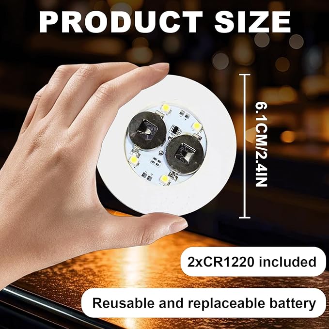12 pcs LED Coaster, Bottle Lights for Liquor Bottles, Sticker Lights for Wine Liquor Bottle, Club, Bar, Party