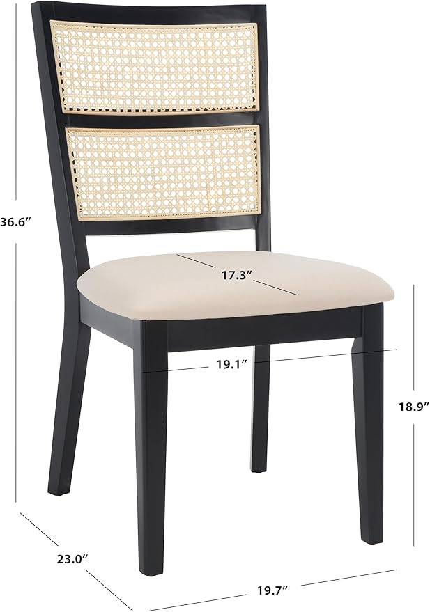SAFAVIEH Home Collection Toril Coastal Black/White/Natural Dining Chair Set of 2