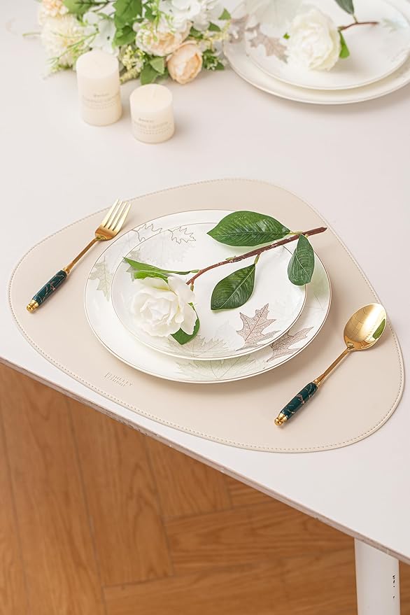 Artistic Bone China Dinnerware Set with Gold Trim, Crafted with Traditional Chinese Artistry, Glazed Inner Patterns, Service for 4 – Maple Leaf Collection
