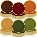 96 Pcs Fall Paper Plates 9 Inch Gradient Scalloped Paper Plates Disposable Dinner Dessert for Birthday Wedding Bridal Party Supplies, 6 Colors