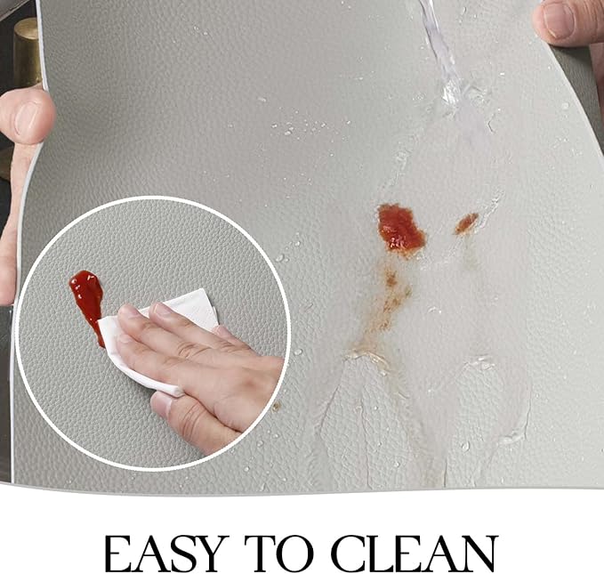 MOSAYT Vinyl Placemats Set of 8, Heat Resistant Place Mats 100% Waterproof Washable & Wipeable Faux Leather Reversible Table Mats for Kitchen Dining Party Indoor Outdoor, 12" x 17", Light Grey