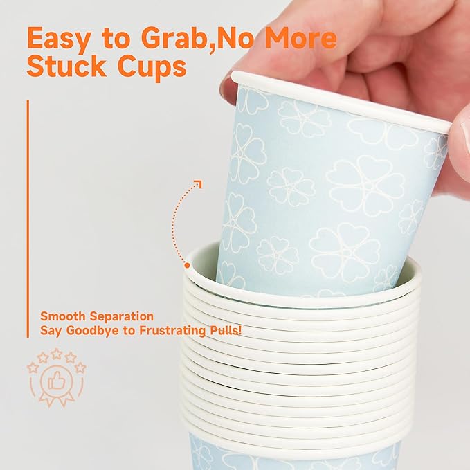 600 Pack 3 oz Bathroom Cups, Disposable Paper Cups with Rolled Rim, Small Paper Mouthwash Cup for Guest Bathrooms, Vanity & Office Use, Mist blue