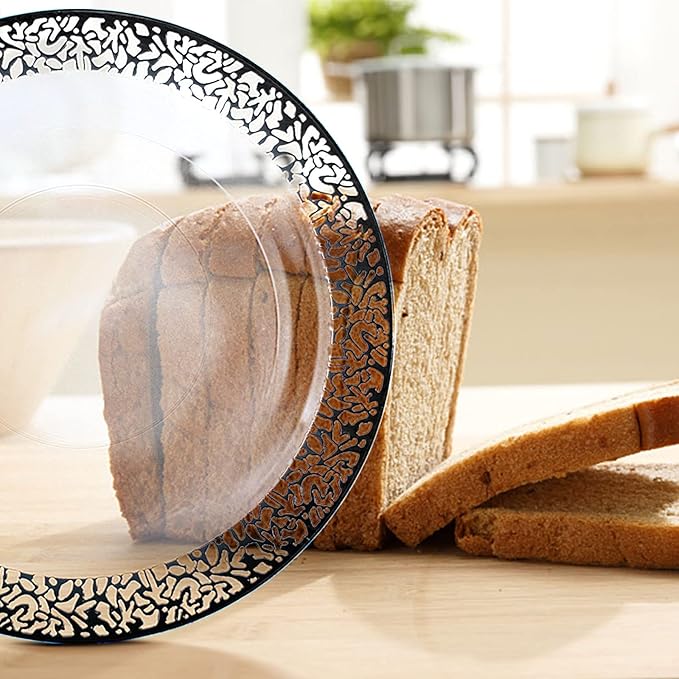 U-QE 100pcs Clear and Black Plastic Plates - Black Plates Disposable for Party - Disposable Plates for Premium Party Supplies Including 50 Dinner Plate 10.25 '' &50 Dessert 7.5 '' Plate