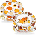 Grencian 50Pcs Fall Oval Paper Plates 10" x 12" Large Disposable Little Pumpkin Platters A Little Pumpkin Is On The Way Plates for Autumn Thanksgiving Holiday Birthday Baby Shower Party Decorations