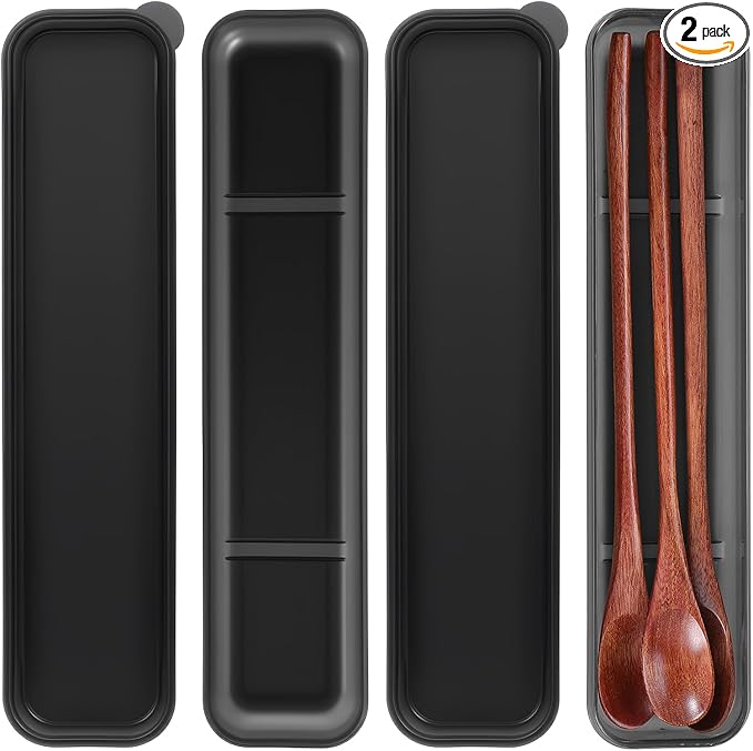2 Pcs Portable Flatware Box Simple Utensil Holder with Lid Travel Flatware Storage Box Camping Utensils Cutlery Cases for Fork Chopsticks Spoon 9.76x2.4 Inches