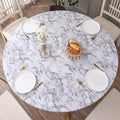 Walrus Round Vinyl Fitted Tablecloth with Flannel Backing Elastic Edge Design Table Cover Waterproof Oil-Proof PVC Table Cloth Stain-Resistant Best for 37"-44" Round