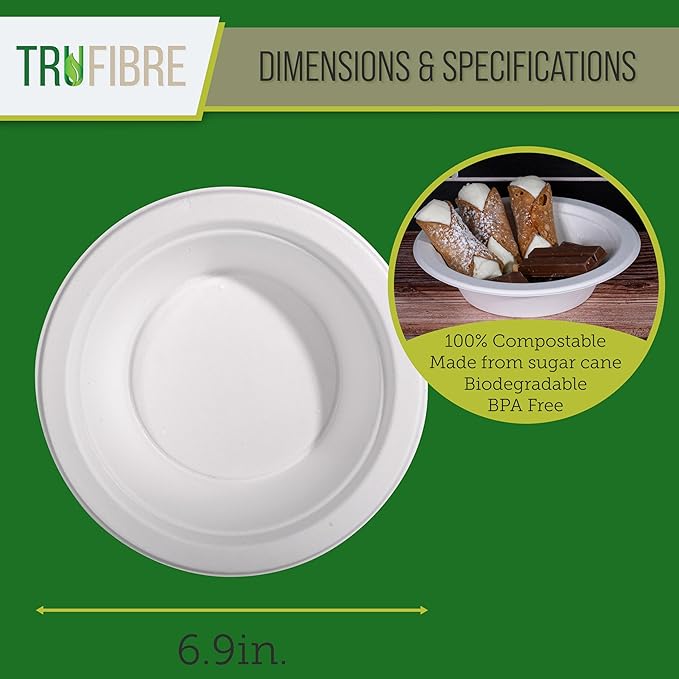16 Oz Paper Bowls, 100 Pack 100% Compostable Heavy Duty Eco-Friendly Bagasse Biodegrable Disposable Bowls for Salad, Dessert, Soup, Ice Cream, Bulk